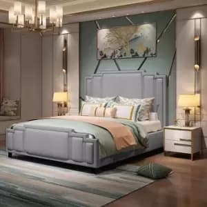 Image of Elixa Upholstered Beds - Plush Velvet, Double Size Frame, Grey - Grey