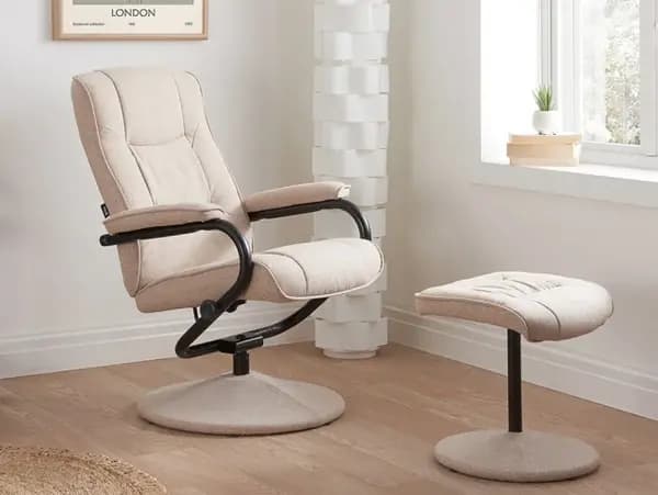 Image of Birlea Memphis Wheat Fabric Swivel Chair and Footstool