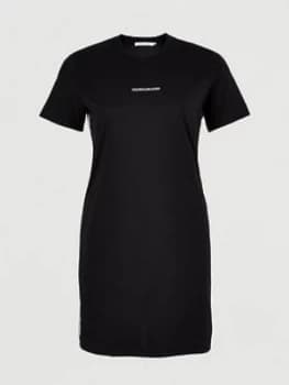 Image of Calvin Klein Jeans Plus Mesh Tape T-Shirt Dress - Black