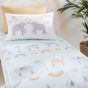 Image of Pineapple Elephant Paradise Desert Animals Fitted Sheet Pastel (Multi Coloured)
