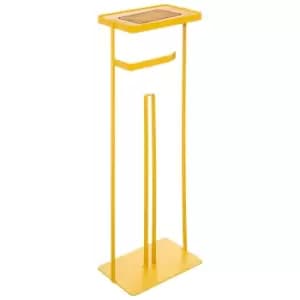 Image of Modern Toilet Roll Holder with Shelf Yellow