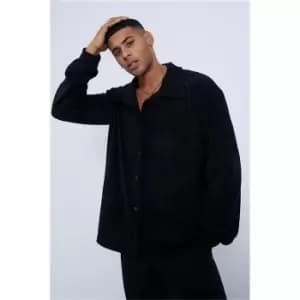 Image of I Saw It First Black Boxy Oversized Sherpa Shacket - Black