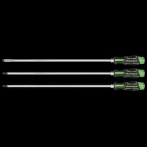 Image of Extra-long Hammer-thru Screwdriver Set Hi-vis Green 450mm 3 Piece