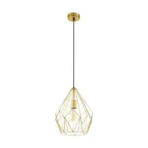 Image of Hanging Ceiling Pendant Light Gold Wire Cage 1x 60W E27 Hallway Feature Lamp