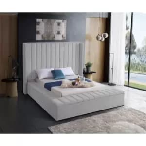 Image of Kensington Upholstered Beds - Plush Velvet, Small Double Size Frame, Silver - Silver
