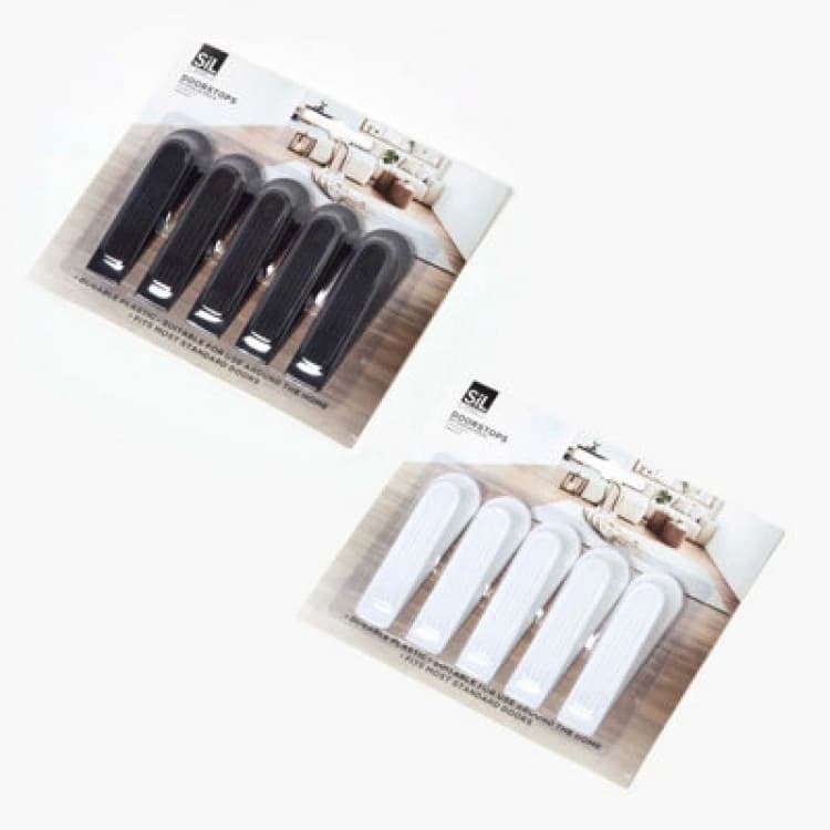 Image of Homescapes Black/white Wedge Doorstop Set Of 5