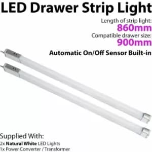 Image of Loops - 2x 900mm LED Drawer Strip Light auto on/off pir sensor Kitchen Cupboard Door