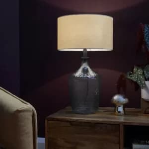 Image of Silvio Lustre Green Table Lamp with Large Mink Reni Shade