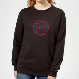 Image of Justice League Green Lantern Retro Grid Logo Womens Sweatshirt - Black - L - Black