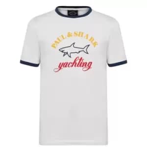 Image of Paul And Shark Cotton Logo T Shirt - White