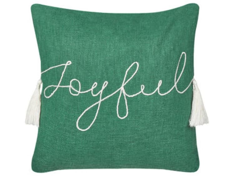 Image of Beliani Throw Cushion Elettaria Cotton 45 X 45cm Green Christmas Motif
