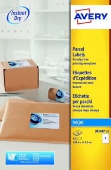 Image of Avery Inkjet Add Labels 200x144mm J8168-25 2 p/sheet PK50