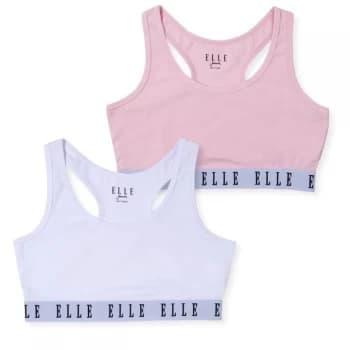 Image of Elle Elle 2 Pack Logo Bra Junior Girls - White/Pink
