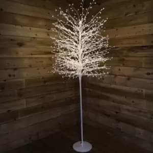 Image of 2.1m 7ft Outdoor White Micro Dot Christmas Blossom Tree with 1300 Warm White LED