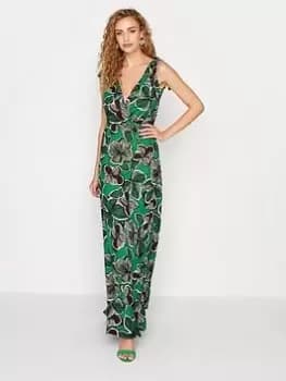 Image of Long Tall Sally Tropical Tie Shoulder Maxi Dress - Green, Size 10, Women