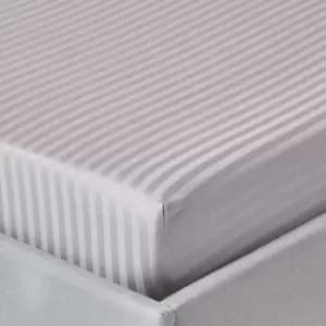 Image of Grey Egyptian Cotton Satin Fitted Sheet 330 Thread Count, Super King - Grey - Grey - Homescapes