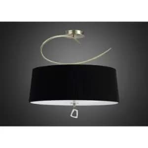 Image of Mara Semi-Flushmount 4 Bulbs E27 Round, Antique Brass with Ivory White Shade