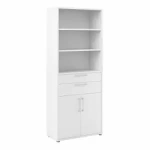 Image of Prima Bookcase 3 Shelves With 2 Drawers And 2 Doors In White