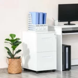 Image of Fairmantle Mobile Lockable File Cabinet, white