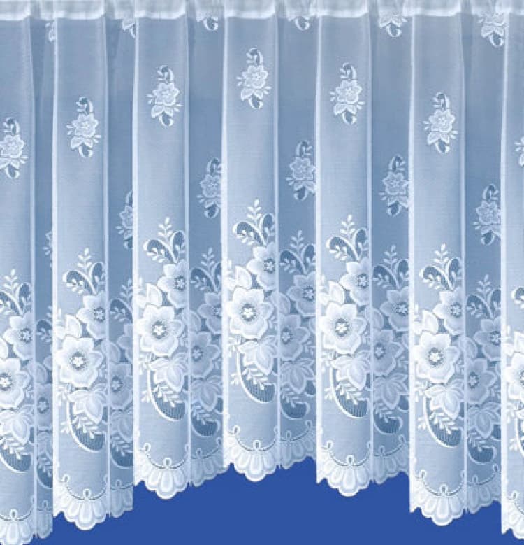 Image of Tyrone Textiles Floral Design Net Lace Curtain Jardiniere with Elevated Base White