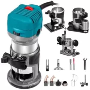 Image of VEVOR Wood Trimmer 710W Wood Router Tool Kit Electric Hand Trimmer Wood Laminator Router Tool Soft Start Compact Router Kit (4 bases)