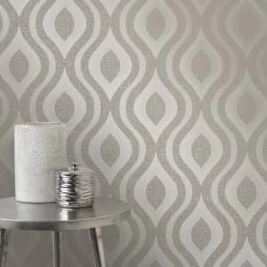 Image of Fine Decor Fine Decor Quartz Geometric Wallpaper - Pewter
