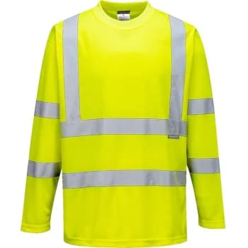 Image of S178YERXXL - sz 2XL Hi-Vis Long Sleeved T-Shirt - S178 Yellow - Portwest