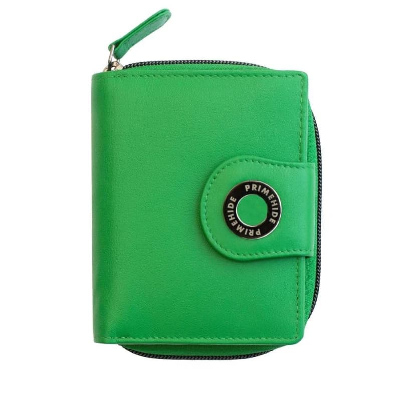 Image of PRIMEHIDE 'Flavia' Leather Zip Around Trifold Purse Green