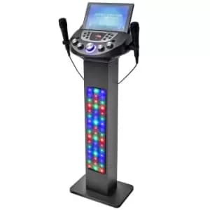 Image of Easy Karaoke Smart Bluetooth Pedestal Karaoke System with Light Effects + 2 Mics - Black