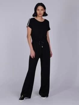 Image of Barbour International Chequer Jersey Jumpsuit - Black, Size 16, Women