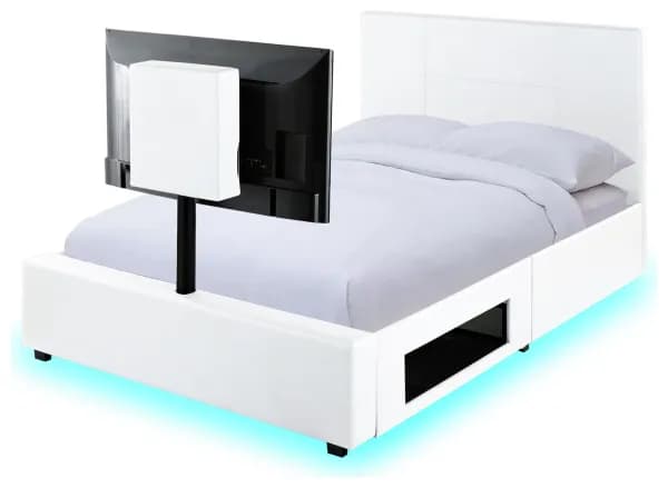 Image of X Rocker Living Ava Small Double TV Gaming Bed Frame - White