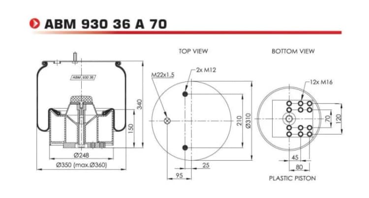 Image of NEOTEC ABM93036A70 Boot, air suspension Boot,air suspension (324)