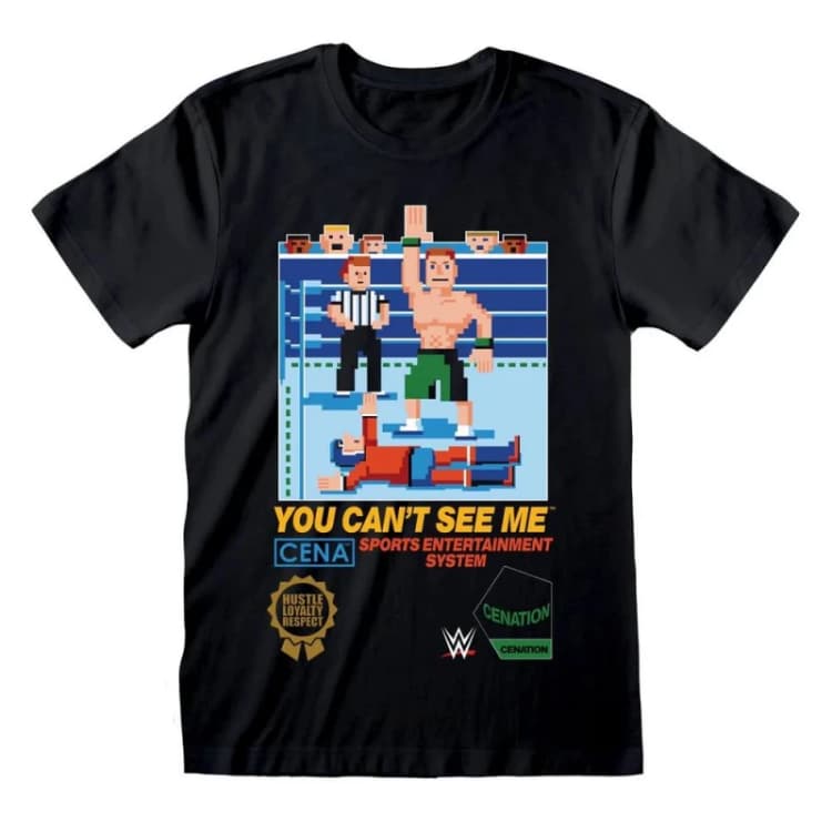 Image of WWE Mens You Can't See Me T-Shirt in Black Size: XL Black Male XL