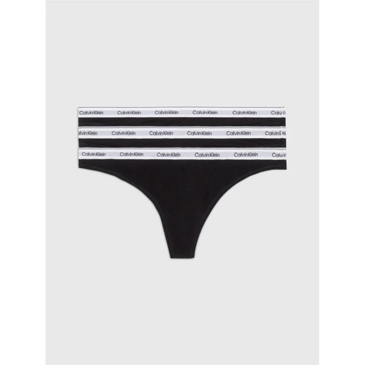 Image of Calvin Klein Modern Three-Pack Logo Stretch-Jersey Thongs - XL Black Underwear and Nightwear female 000QD5209EUB1 XL