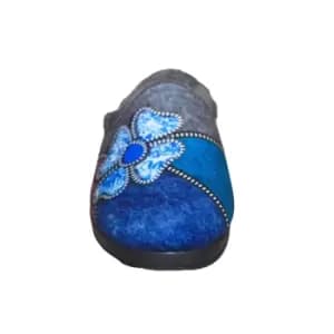 Image of Sleepers Womens/Ladies Kimberly Flower Trim Mule Slippers (8 UK) (Grey/Purple/Blue/Silver)