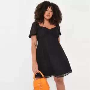 Image of Missguided Ss Dobby Woven Milkmaid Mini - Black