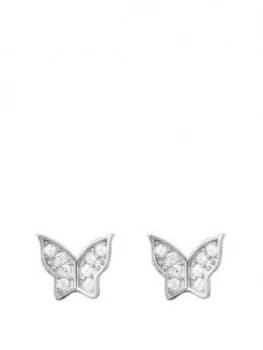 Image of The Love Silver Collection Butterfly Cubic Zirconia Studs