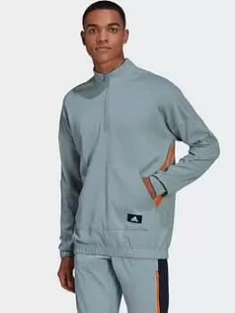 Image of adidas TRVL 3-Stripes 1/4-Zip Sweatshirt, Grey Size XL Men