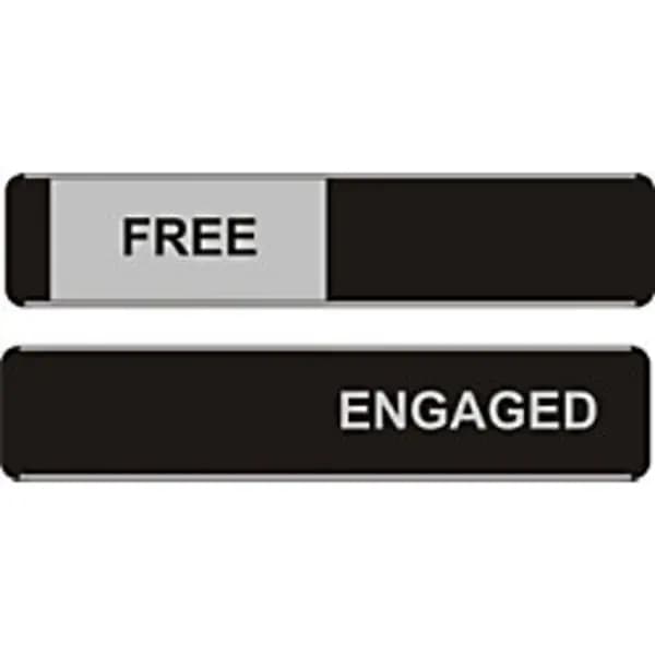 Image of Stewart Superior Seco Sliding Sign FREE/ENGAGED Door Sign Brushed Aluminium Composite 255 x 52mm - OF135 OF135