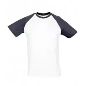 Image of SOLS Mens Funky Contrast Short Sleeve T-Shirt (L) (White/Navy)