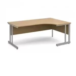 Image of Momento right hand ergonomic desk 1800mm - silver cantilever frame and