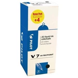 Image of Pilot Hi Tecpoint V7 Liquid Ink Rollerball Pen Line Width 0.5mm Tip Width 0.7mm Black Pack 20