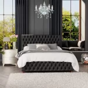 Image of Seren Ottoman Storage Bed, Mirazzi Velvet, Black Super King - Laurence Llewelyn-bowen