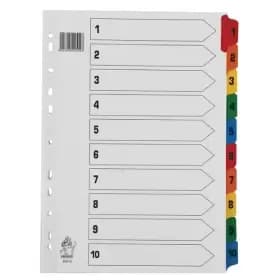 Image of Value WX01519 A4 10-Part Numbered Dividers - Assorted Colours