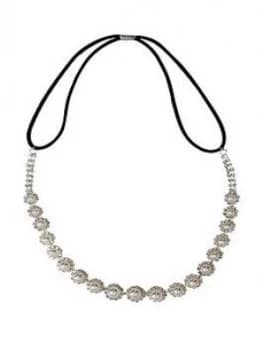 Image of Mood Silver Plated Crystal And Pearl Flower Diamante Stretch Headband