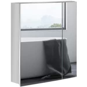 Image of Kleankin Mirror Cabinet for Bathroom, Wall Mounted Medicine Cabinet with Hinged Door, Storage Shelves for Laundry Room