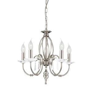 Image of 5 Light Chandelier Polished Nickel Finish, E14