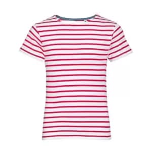 Image of SOLS Childrens/Kids Miles Striped Short Sleeve T-Shirt (12yrs) (White/Red)