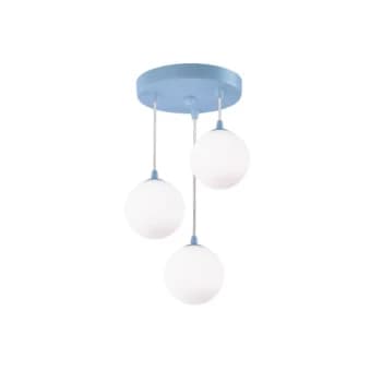 Image of 3 Light Pendant, Blue With Opal Glass