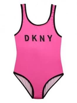 Image of DKNY Girls Logo Swimsuit - Pink, Size Age: 8 Years, Women